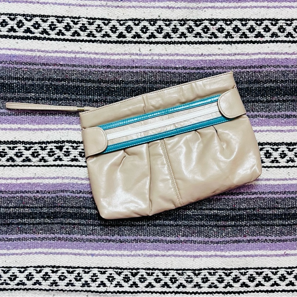 VTG 1980s Tan + Turquoise Clutch
